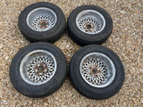 Daimler JAGUAR series 1,2,3 XJS XJ40 15” Lattice Cross Spoke alloy wheels Rims x4 15x6.5J 5x120.65 pcd CBC2469