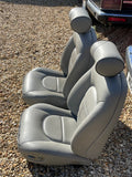 Daimler JAGUAR X300 X305 LFJ Nimbus Grey Heated electric Leather Front Seats with Walnut Picnic Tables left & right