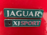 Jaguar X300 XJ6 XJ SPORT boot badges Green back with silver lettering VGC