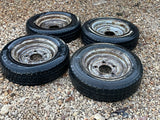 Brian James 12” Steel Trailer wheels & tyres x4 155/70 R12 5 STUD 140MM PCD, NO OFFSET spares or repairs