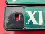 Jaguar X300 XJ6 XJ SPORT boot badges Green back with silver lettering VGC