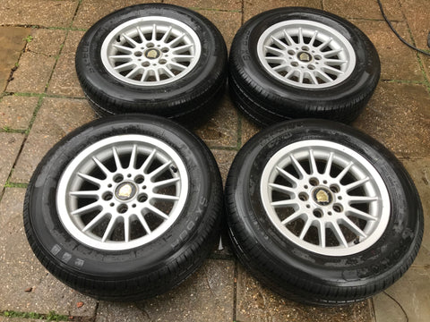 Daimler JAGUAR XJ40 BMW 15” SPOKE alloy wheels x4 15x7J 5x120pcd with tyres 225/60/15