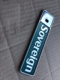 Jaguar X300 Sovereign boot badge Green back with silver lettering