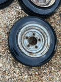Brian James 12” Steel Trailer wheels & tyres x4 155/70 R12 5 STUD 140MM PCD, NO OFFSET spares or repairs