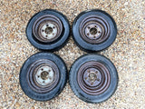 Brian James 12” Steel Trailer wheels & tyres x4 155/70 R12 5 STUD 140MM PCD, NO OFFSET spares or repairs