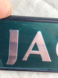 Jaguar X300 boot badge Green back with silver lettering