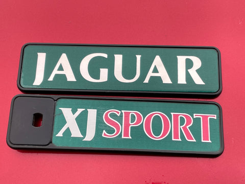 Jaguar X300 XJ6 XJ SPORT boot badges Green back with silver lettering VGC