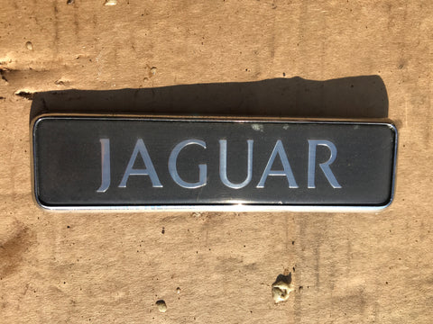 Jaguar XJ40 boot badge Dark grey back with silver lettering