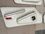 Jaguar XJ40 Daimler 86-92 XJR Leather Door Card set of four Magnolia with Cherry Red Piping