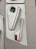 Jaguar XJ40 Daimler 86-92 XJR Leather Door Card set of four Magnolia with Cherry Red Piping