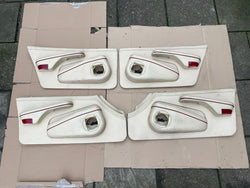 Jaguar XJ40 Daimler 86-92 XJR Leather Door Card set of four Magnolia with Cherry Red Piping