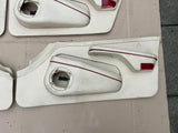 Jaguar XJ40 Daimler 86-92 XJR Leather Door Card set of four Magnolia with Cherry Red Piping