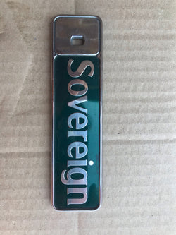 Jaguar X300 Sovereign boot badge Green back with silver lettering