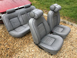 Daimler Jaguar XJ40 Chasseur Stealth Twin Turbo Front & Rear leather seats LDY Savill grey with blue piping
