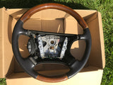 Jaguar X308 XJ8 XJR XK8 Warm Charcoal Black Half Wood And Leather Steering Wheel