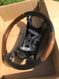 Jaguar X308 XJ8 XJR XK8 Warm Charcoal Black Half Wood And Leather Steering Wheel